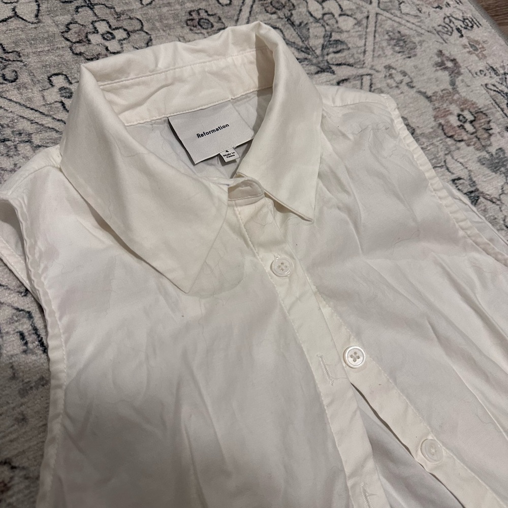 Reformation White Casual Button Down Shirt